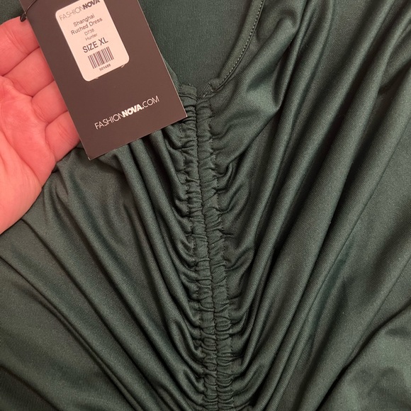 Shanghai Ruched Dress - Emerald Green (NWT) - Picture 3 of 3